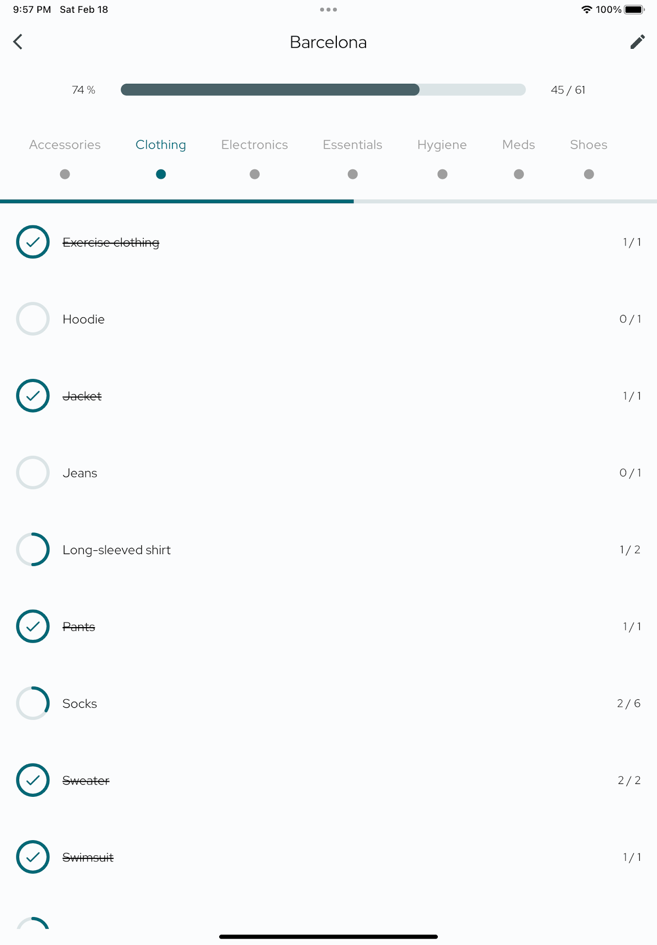 Precheck: travel packing list screenshot n.18