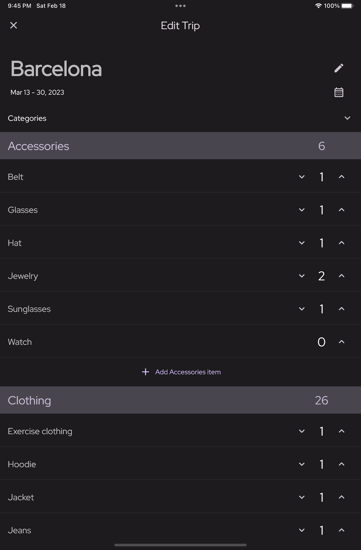 Precheck: travel packing list screenshot n.12