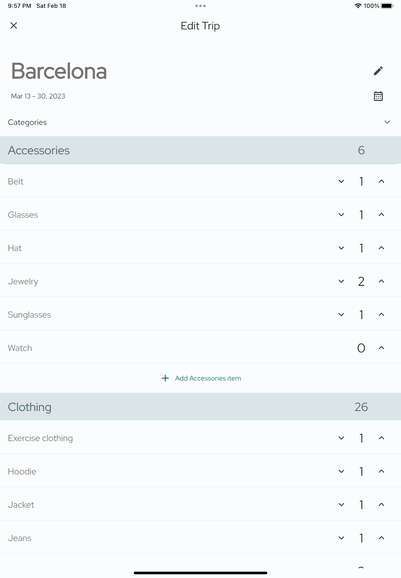 Precheck: travel packing list screenshot n.21