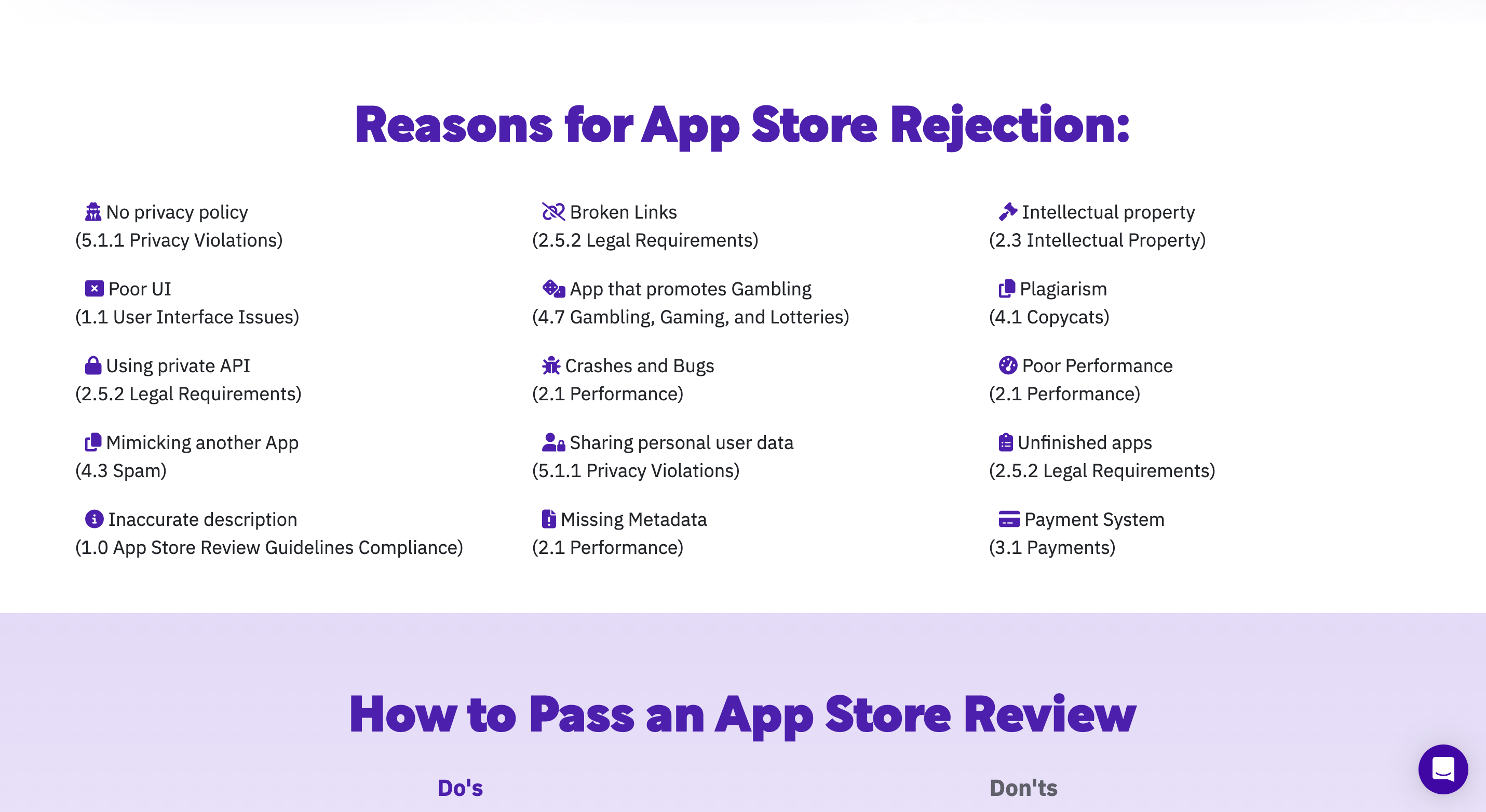 App store approval reasons