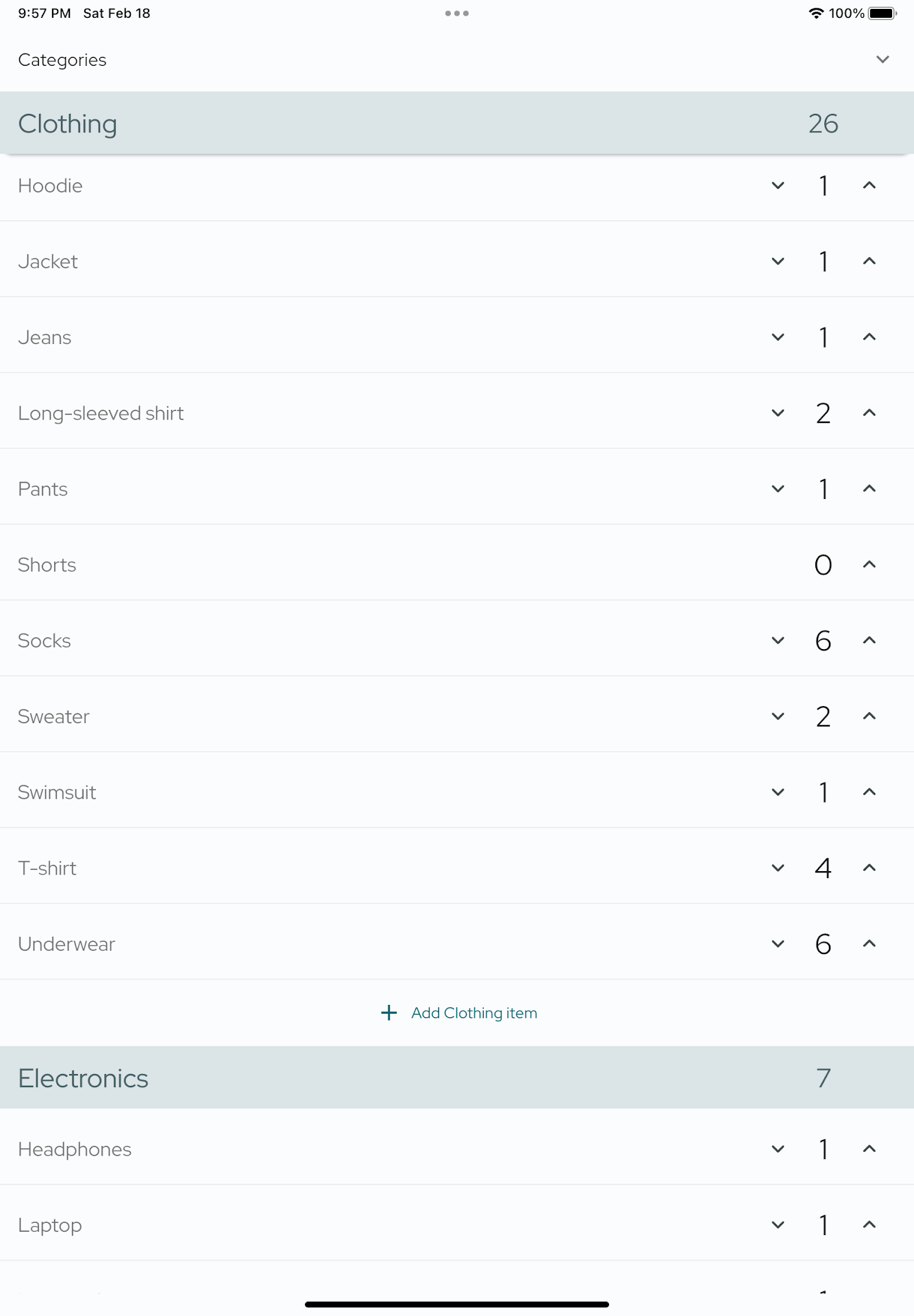 Precheck: travel packing list screenshot n.22