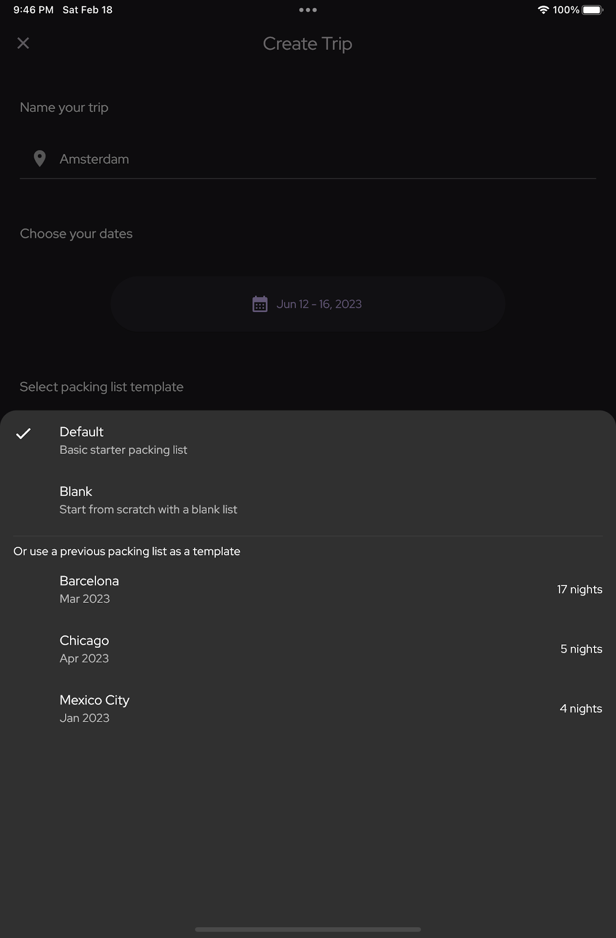 Precheck: travel packing list screenshot n.16